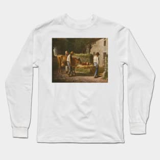 Peasants Bringing Home a Calf Born in the Fields by Jean-Francois Millet Long Sleeve T-Shirt